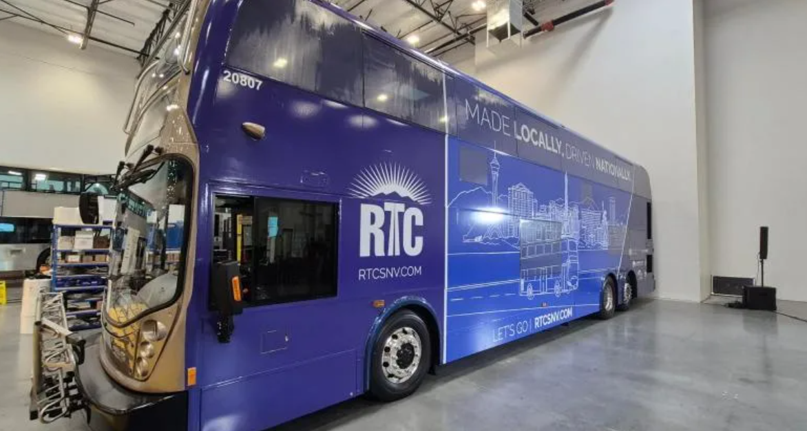 Las Vegas rolls out electric double-decker buses on the Strip