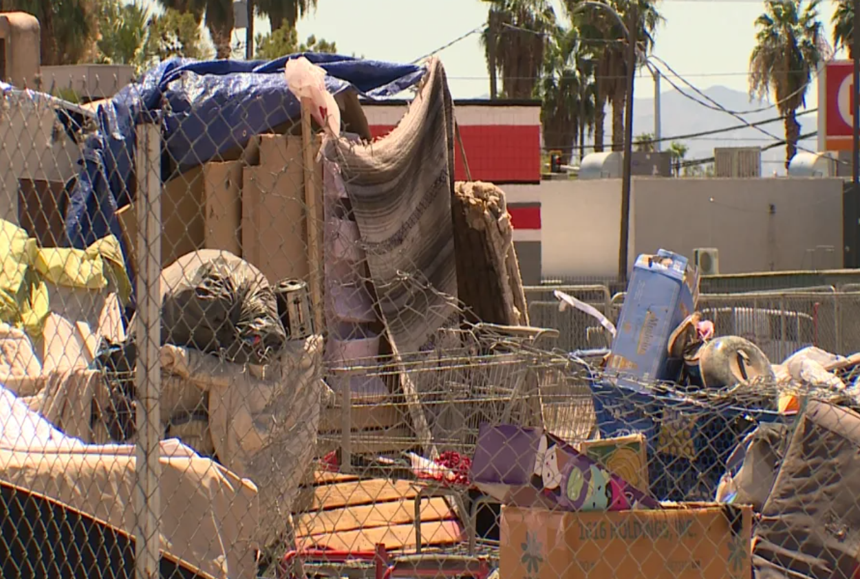 Growing homeless encampment sparks outrage at northeast Las Vegas apartment complex